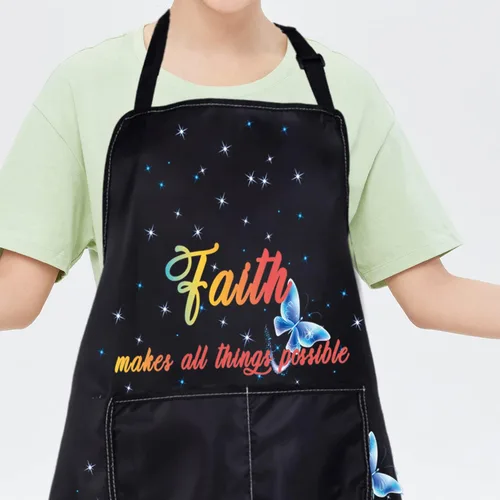 Miniatura 4 de CMNIM Delantales cristianos para regalo religioso, versículos de la Biblia, delantal de cocina cristiana con bolsillos, delantal de cocina Faith