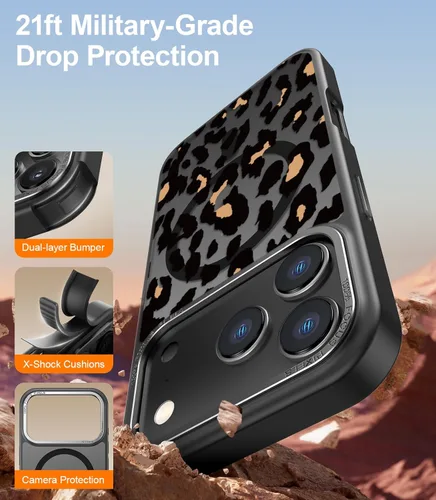 Miniatura 6 de Goodon Funda para iPhone 17 Pro con protector de pantalla de privacidad, compatible con Magsafe, a prueba de golpes, translúcida mate, bonita funda
