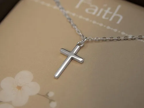 Miniatura 2 de EFYTAL Collar de cruz pequeña para mujeres y niñas, regalos cristianos para Pascua, primera comunión, confirmación, bautismo, plata de ley, joyería