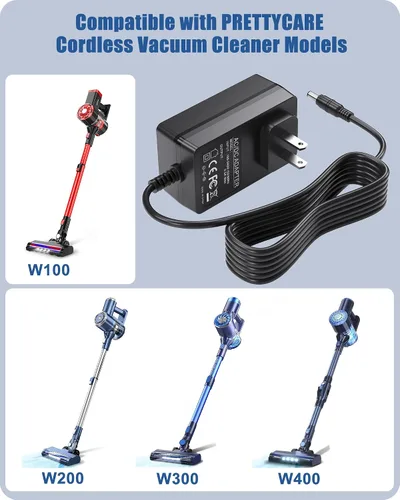 Miniatura 3 de Para PRETTYGARDEN CARE - Cargador inalámbrico para aspiradora compatible con SPRETTYCARE W100 W200 W300 W400 20KPa 22.2V 180W cable de alimentación
