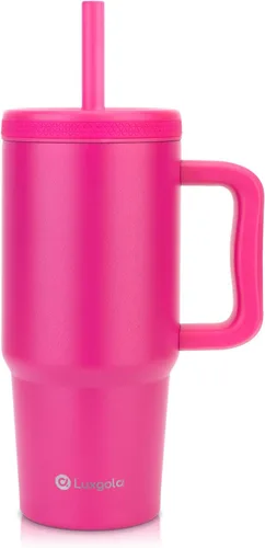 Miniatura 23 de Taza para niños de 24 onzas con asa, tapa de rosca a prueba de fugas con pajita de silicona extraíble, a prueba de derrames, botella aislada