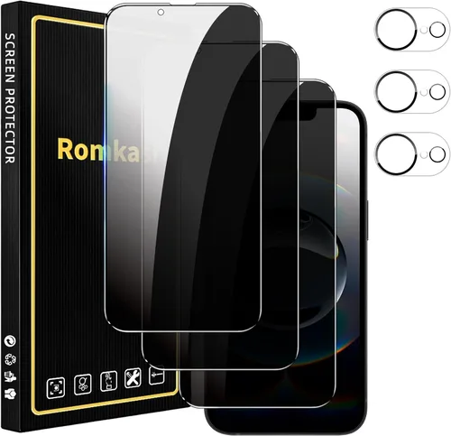 Miniatura 19 de Romkasi Paquete de 3 protectores de pantalla de privacidad para iPhone 11 de 6.1 pulgadas con 3 protectores de lente de cámara, película de vidrio