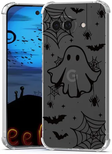 Miniatura 25 de Funda de Halloween para Google Pixel 6A transparente con diseños de murciélagos fantasmas, funda para teléfono para niñas, elegante, delgada, a