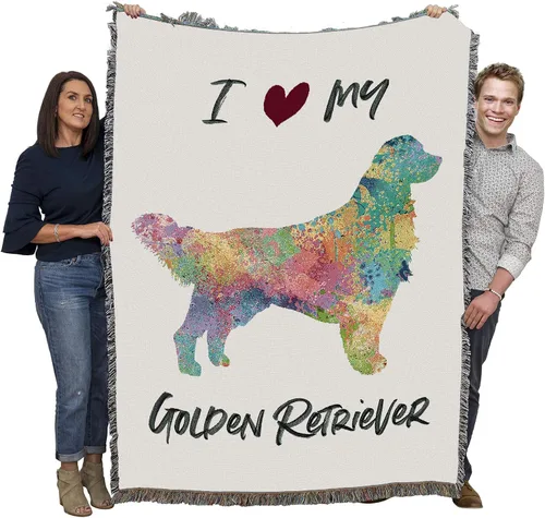 Miniatura 18 de Pure Country Weavers Golden Retriever - Manta tejida personalizada azul BG por Robert May - Manta de tapiz de algodón, fabricada en los Estados