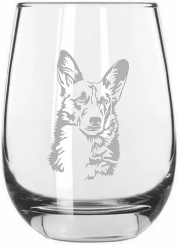 Miniatura 44 de Sakhalin Husky Dog - Copa de vino grabada personalizada de 15.25 onzas sin tallo