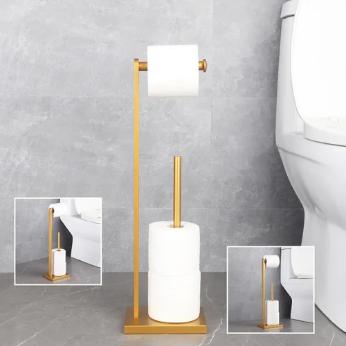 Miniatura 5 de GERZWY Titular de papel higiénico dorado con reserva SUS 304 Soporte de acero inoxidable Soporte de toalla de papel moderno DZY022-BE