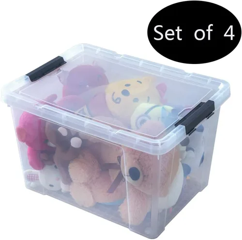 Miniatura 5 de Ggbin Bolsa de almacenamiento transparente de 34 cuartos de galón, contenedor de plástico con cierre negro, paquete de 4