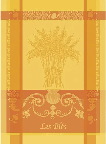 Garnier Thiebaut Les Bles Safran - Toalla de cocina francesa (trigo azafrán), 22 x 30 pulgadas, algodón, jacquard Les Bles Safran (Trigo azafrán)