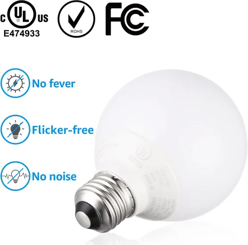 Miniatura 6 de TORCHSTAR Bombillas LED G25, equivalente a 5 W y 40 W, bombillas regulables de 450 lúmenes, luz diurna de 5000 K, bombilla decorativa con base E26