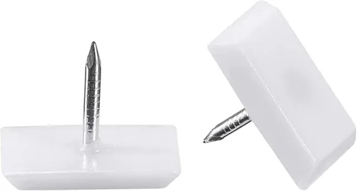 Miniatura 11 de Deslizadores de muebles de nailon blanco de 1.102 in para clavos, protectores de suelo para patas de silla, de nailon con clavos deslizantes