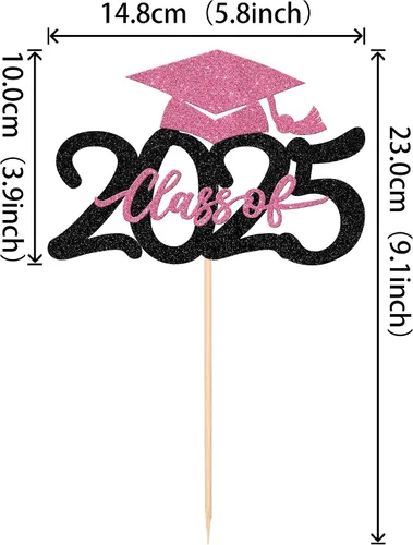 Miniatura 2 de 1 pieza de decoración para pastel de clase 2025 con purpurina, tapa de graduación 2025, decoración de pastel de felicitaciones para 2025, decoración