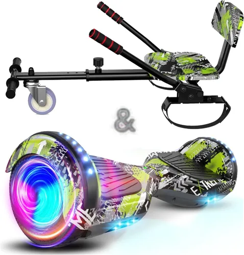 Miniatura 11 de SISIGAD Accesorio para asiento de scooter, 6.5 pulgadas, auto equilibrante, Go Kart, con Bluetooth y luces LED 6.5" negro+negro