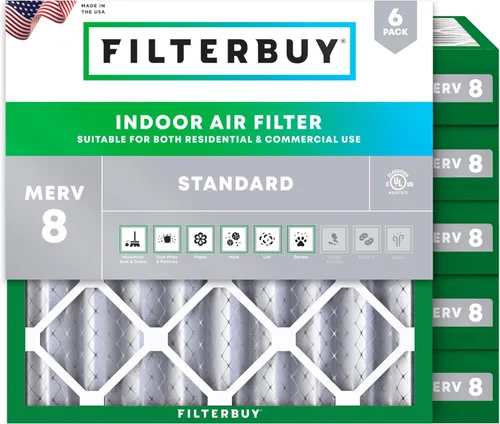 Miniatura 45 de Filterbuy Filtro de aire MERV 8 de 8 x 14 x 1 pulgadas para defensa contra el polvo y las alergias (paquete de 6), electrostático plisado HVAC