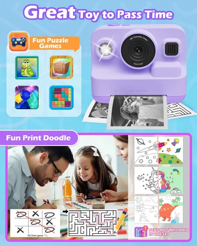 Miniatura 5 de Juguetes de Cámara Instantánea para Niños de 3-12 años, Regalo de Navidad y Cumpleaños para Niñas y Niños - Cámara Digital para Niños con Pantalla