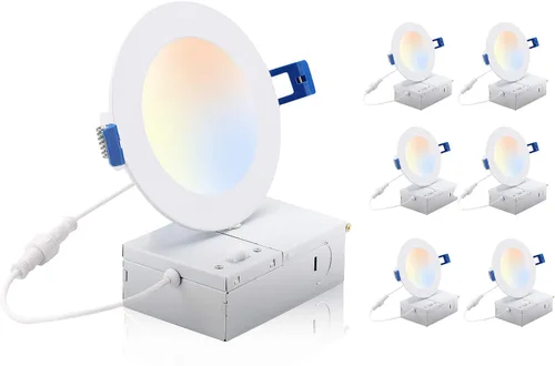 Miniatura 10 de CLOUDY BAY Lámpara de techo empotrable LED ultrafina, 4 pulgadas, 3000 K, 4000 K, 5000 K, regulable 10 W CRI90+, luz sin lata con caja