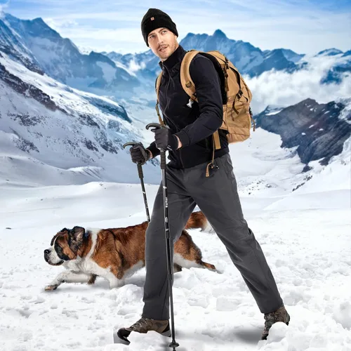Miniatura 6 de Jessie Kidden Pantalones de senderismo impermeables para hombre, para exteriores, nieve, esquí, pesca, forro polar, aislados, pantalones de invierno