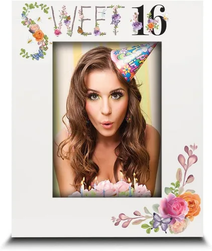 Miniatura 9 de BELLA BUSTA - Marco de fotos de cumpleaños número 16 - Feliz cumpleaños 16 para niña, diseño floral de dulces dieciséis - Marco de fotos