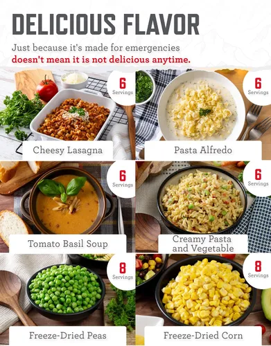Miniatura 6 de ReadyWise Suministro de Alimentos de Emergencia - Cubo de Paquete Variado de 104 Porciones, Comidas con Proteínas, Alimentos Deshidratados