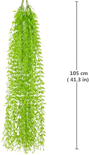 Miniatura 6 de Paquete de 10 enredaderas artificiales colgantes, hiedra falsa, sauce llorón, hojas verdes, plantas de plástico, guirnalda sintética resistente a