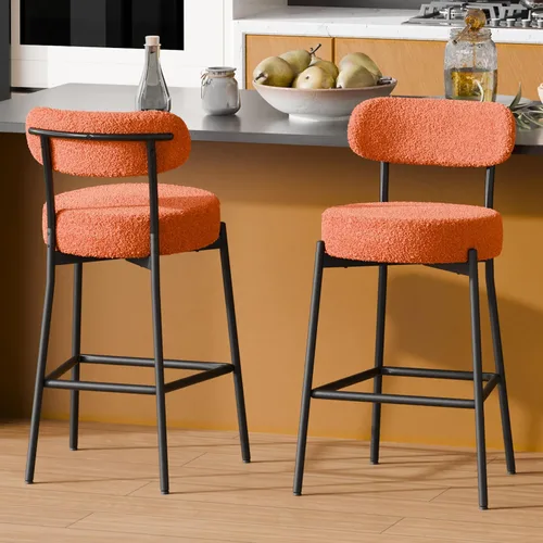 Miniatura 44 de Boucle - Juego de 2 taburetes de bar de altura de mostrador de 28 pulgadas, taburetes de bar modernos con asiento redondo de 4 pulgadas de grosor