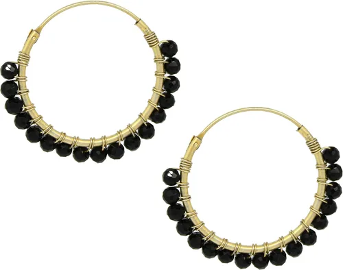 Gempires - Aretes de cristal con cuentas naturales, hechos a mano, hipoalergénicos, sin deslustre, chapados en oro, aretes colgantes