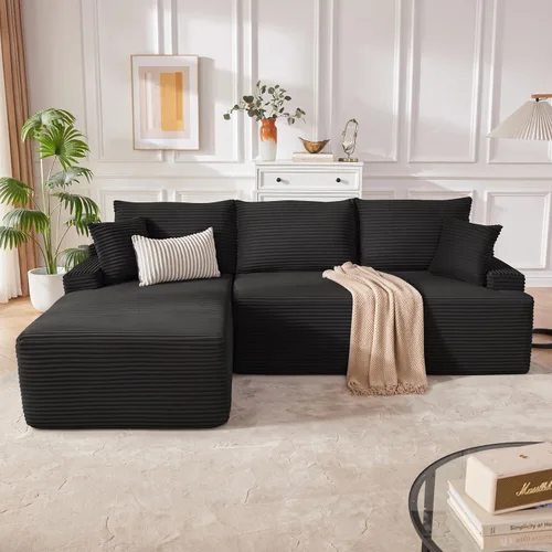 Miniatura 9 de Mangodan Sofá seccional Cloud, sofá deshuesado para sala de estar, sofá modular con asiento profundo, cómodo sofá esponjoso en forma de L con diván