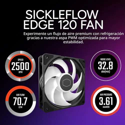 Miniatura 5 de Cooler Master Enfriador de aire de CPU Hyper 212 RGB Black Edition, ventilador SF120R RGB, 4 tubos de calor CD 2.0, negro metálico anodizado, aletas