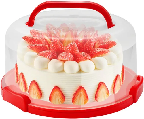 Soporte portátil de 10 pulgadas para tartas con tapa y asa, contenedores redondos de almacenamiento de pasteles, soporte de plástico para tartas,