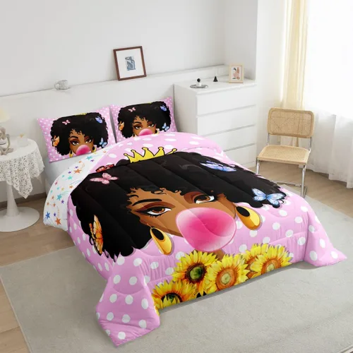 Miniatura 14 de Erosebridal Juego de edredón de sirena para niños, tamaño matrimonial, para niñas, ropa de cama de sirena brillante azul y rosa, juego de ropa