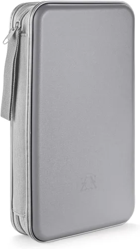 Miniatura 16 de LIOVODE Funda para DVD, estuche portátil para CD de capacidad para 96, organizador de cartera de DVD de plástico duro, organizador para coche CD