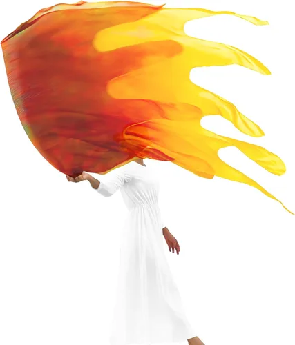 Miniatura 10 de Wuchieal Banderas de Adoración de Fuego Sagrado de Doble Capa, Bandera de Danza de Fuego Consumidor, Banderas de Danza de Alabanza de Iglesia