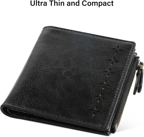 Miniatura 3 de Lavemi Carteras compactas de cuero ultrafinas y pequeñas para mujer, con bloqueo RFID, tarjetero para tarjetas de crédito