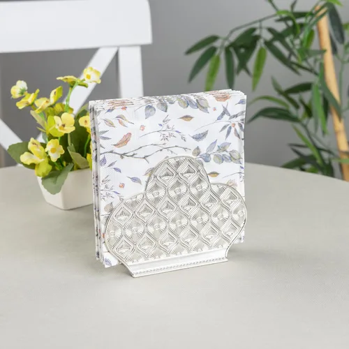 Miniatura 2 de Alisveristime Servilletero Zamac - Organizador decorativo elegante de metal para uso en mesa o encimera (plateado)