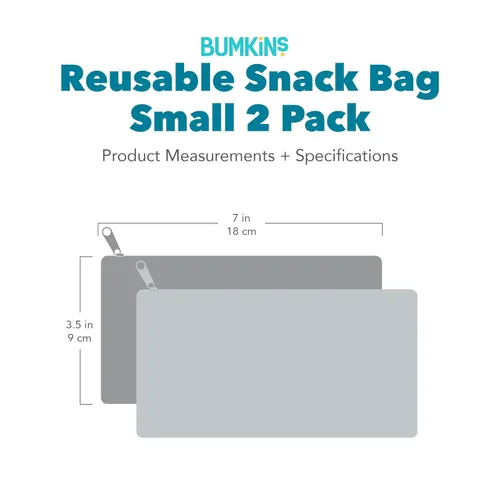 Miniatura 7 de Bumkins Bolsas de aperitivos reutilizables, para el almuerzo escolar de niños y para adultos, tela lavable, bolsa de tela impermeable