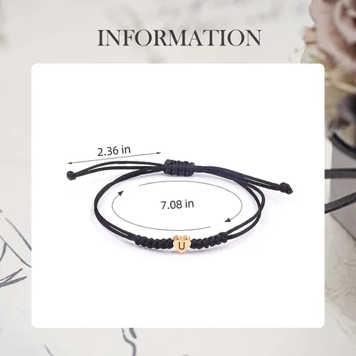 Miniatura 10 de Pulseras con iniciales para adolescentes y niños, pulsera de letra N con dije de inicial, pulseras hechas a mano para el día de San Valentín, Día