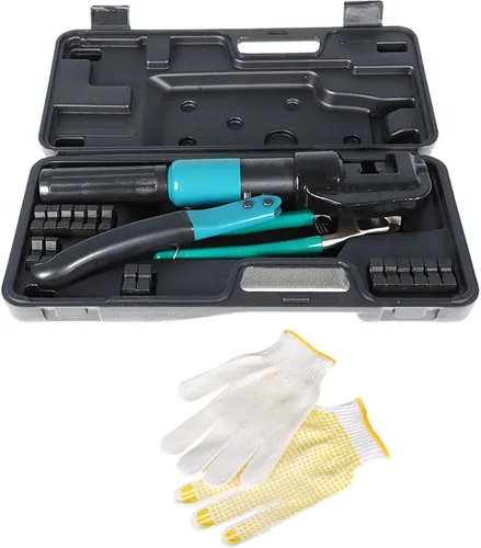 Miniatura 5 de Herramienta hidráulica de mano de 10 toneladas con 9 pares de troqueles y cortador de cables para accesorios de barandilla de cable de acero