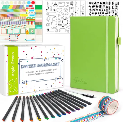 Miniatura 9 de feela Kit de Diario con Puntos, Cuaderno Planificador de Tapa Dura con Cuadrícula de Puntos para Principiantes Mujeres y Niñas, Toma de Notas