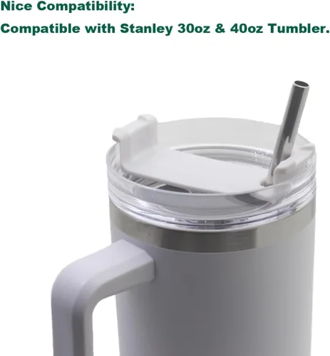 Miniatura 5 de Paquete de 8 popotes de repuesto de metal extra largos para vaso Stanley de viaje de aventura de 40 onzas, popotes reutilizables de acero inoxidable