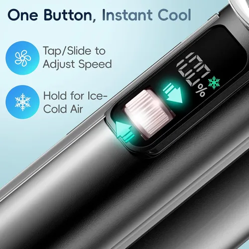 Miniatura 4 de PANERGY Ventilador de mano con enfriador de hielo, mini ventilador portátil recargable, refrigeración de 18 horas, velocidad ajustable de 0 a 100