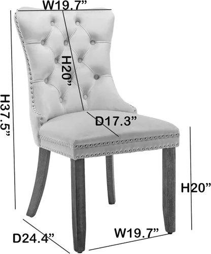 Miniatura 3 de Silla de comedor copetuda moderna de terciopelo para comedor, sillas de comedor tapizadas con remache de clavo, anillo trasero para cocina, comedor