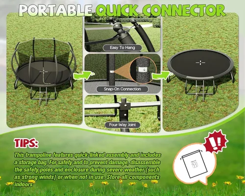 Miniatura 7 de YUMPIE - Trampolín de 8 pies, 10 pies, 12 pies, 14 pies, 15 pies, 16 pies, para exteriores, con red de seguridad y escalera, trampolines recreativos