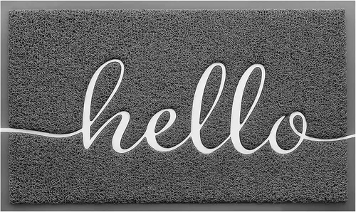 Miniatura 10 de Alfombra de puerta CozyBounty Hello Mats - tapete antideslizante para interiores y exteriores de bajo perfil para entrada, tapete de piso