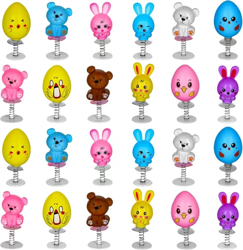 MGparty 24 juguetes para saltar de Pascua, rellenos de cesta de Pascua, regalos de fiesta, suministros para calcetines, regalos para niños, niñas,