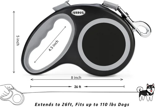 Miniatura 4 de Correa retráctil para perro, correa de perro de 26 pies para perros pequeños a grandes de hasta 110 libras, diseño resistente con mango