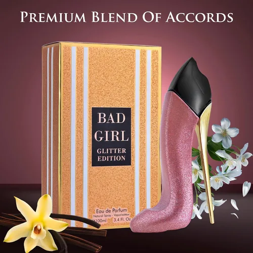 Miniatura 4 de Bad Girl Glitter Edition – Fragancia floral oriental para mujer – Notas superiores de almendra, café, bergamota y limón – Aroma base de haba tonka