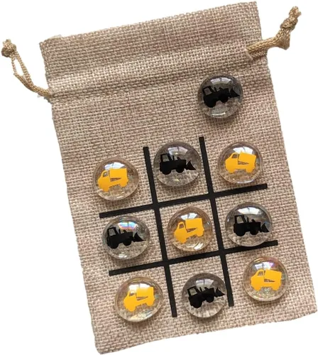 Juego de Tic Tac Toe con tema de cumpleaños (camión volquete y excavadora)