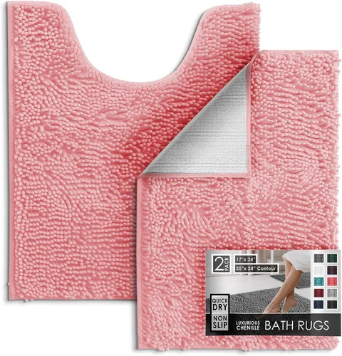 Miniatura 97 de Hearth & Harbor Alfombras de baño, tapete de baño de chenilla - Alfombras de baño lavables a máquina para baño con respaldo antideslizante de goma