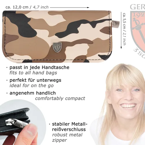 Miniatura 4 de 3 Swords Germany - Juego de 5 piezas de manicura y pedicura de calidad de marca con estuche de cuero sintético camuflaje - Hecho en Alemania