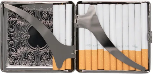 Miniatura 4 de Black Victorian Scroll (Full Pack Kings) Caja de cigarrillos chapada en metal y caja de almacenamiento
