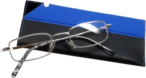 Miniatura 8 de Calabria 753XL - Gafas de lectura extra anchas y grandes con bisagra de resorte de metal, color negro+0.50